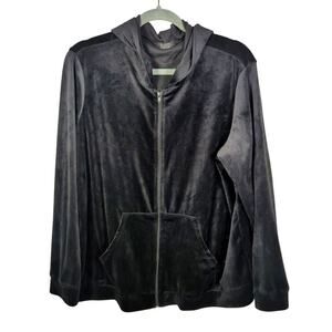 Black Velvet Soft Full Zip Hoodie Sweatshirt Size XL